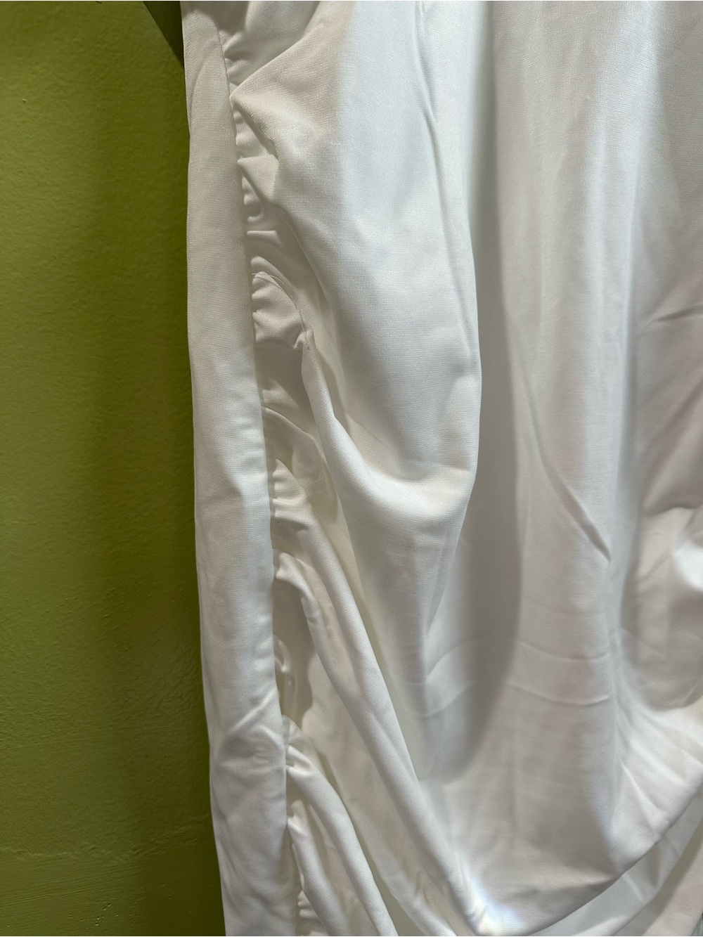 V-Neck Cream Ruched Mini Dress - Picture 5 of 11